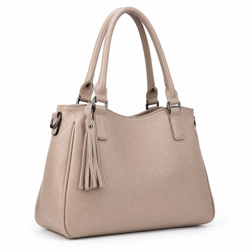 SlimBag Beige Faux Leather Tote Handbag