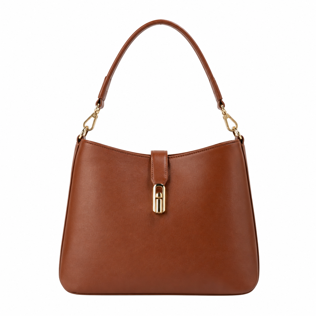 Slim Bag Brown Faux Leather Shoulder Handbag