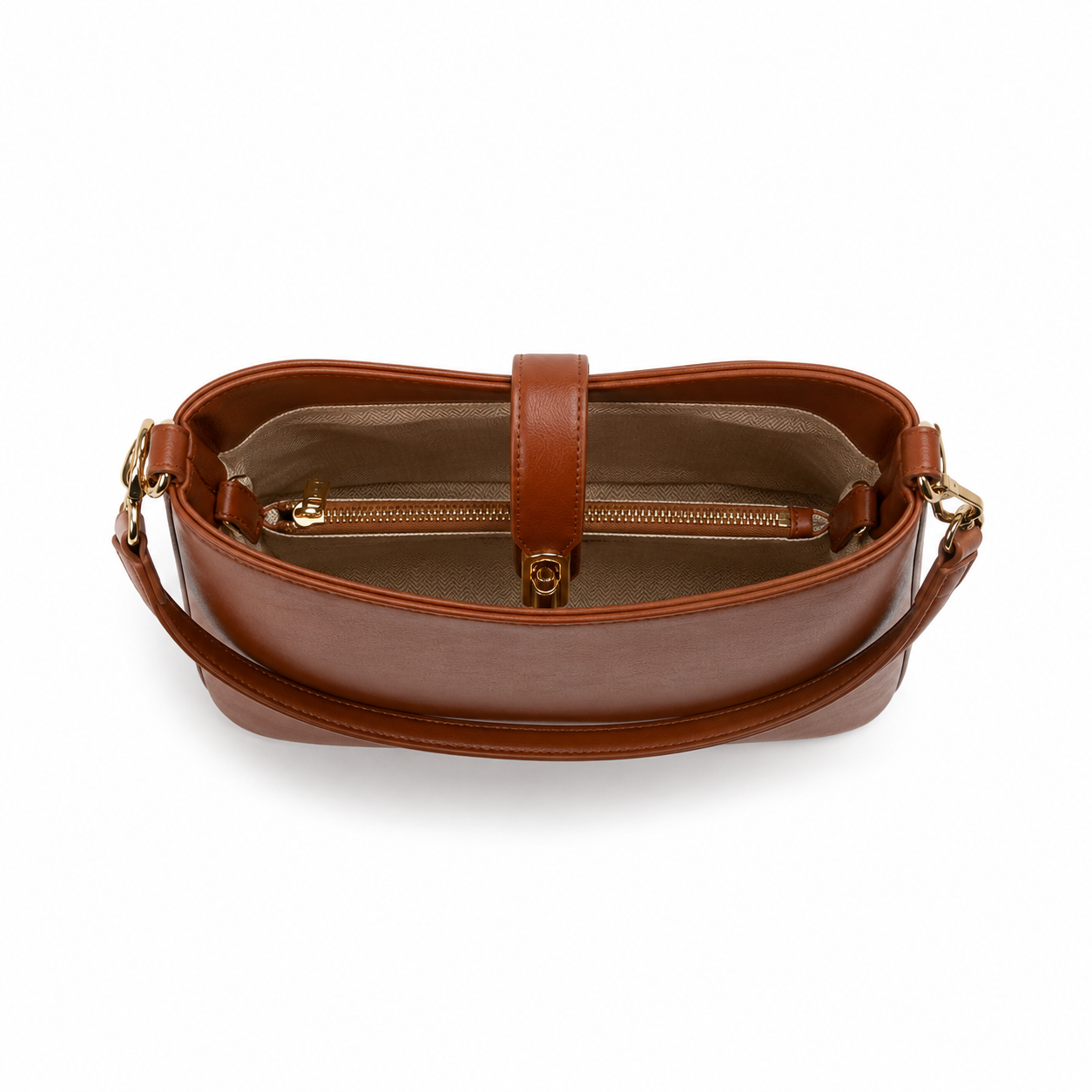 Slim Bag Brown Faux Leather Shoulder Handbag