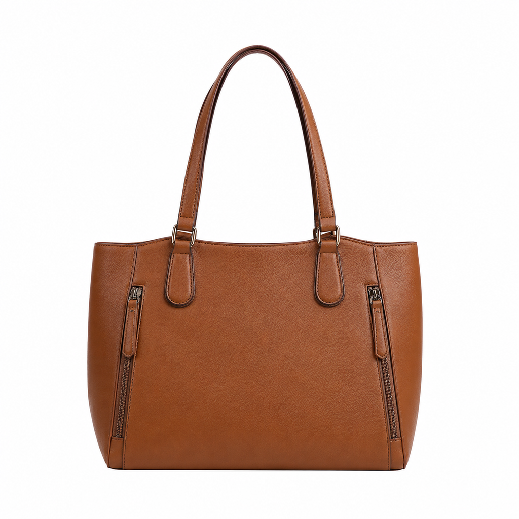 SlimBag Brown Faux Leather Tote Shoulder Bag