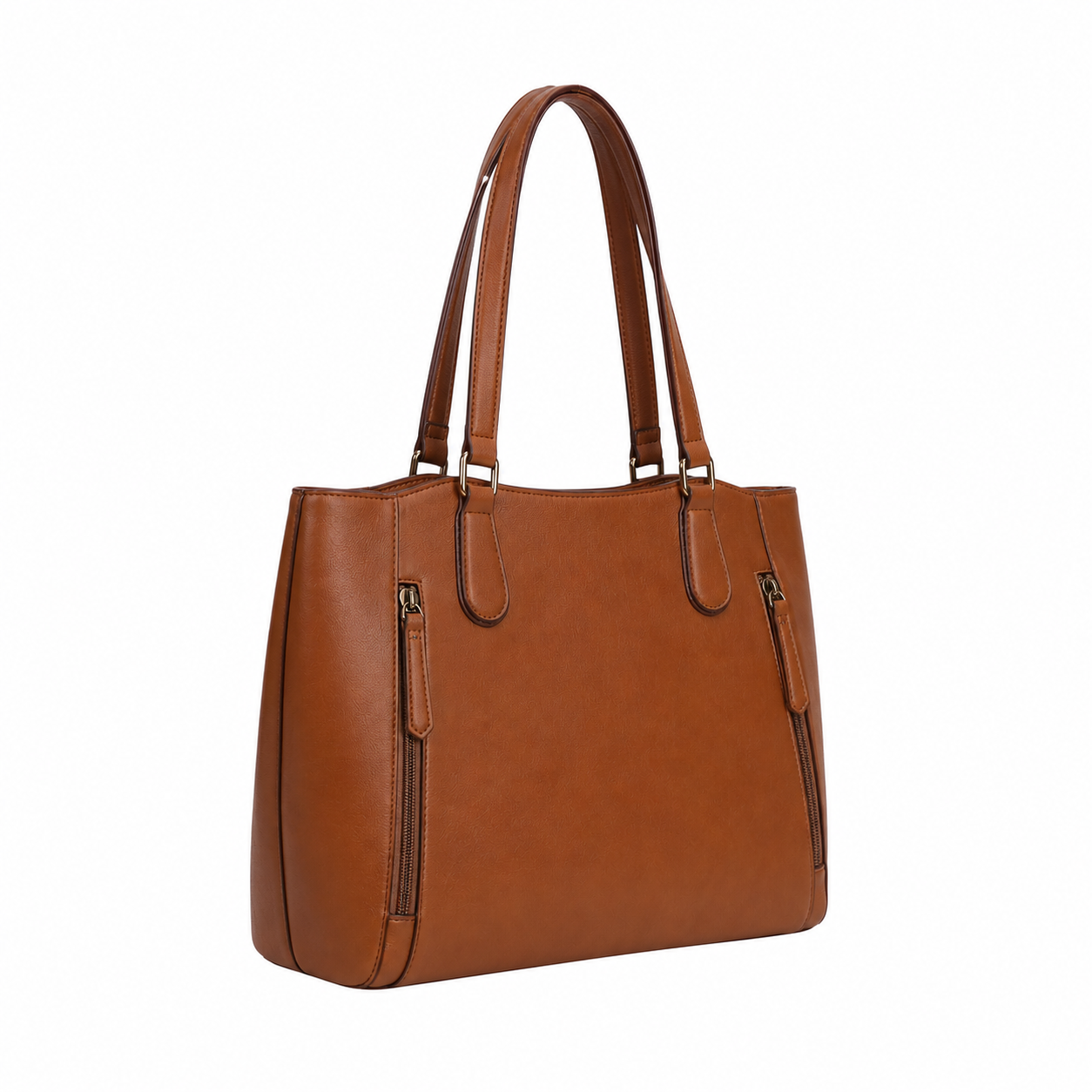 SlimBag Brown Faux Leather Tote Shoulder Bag