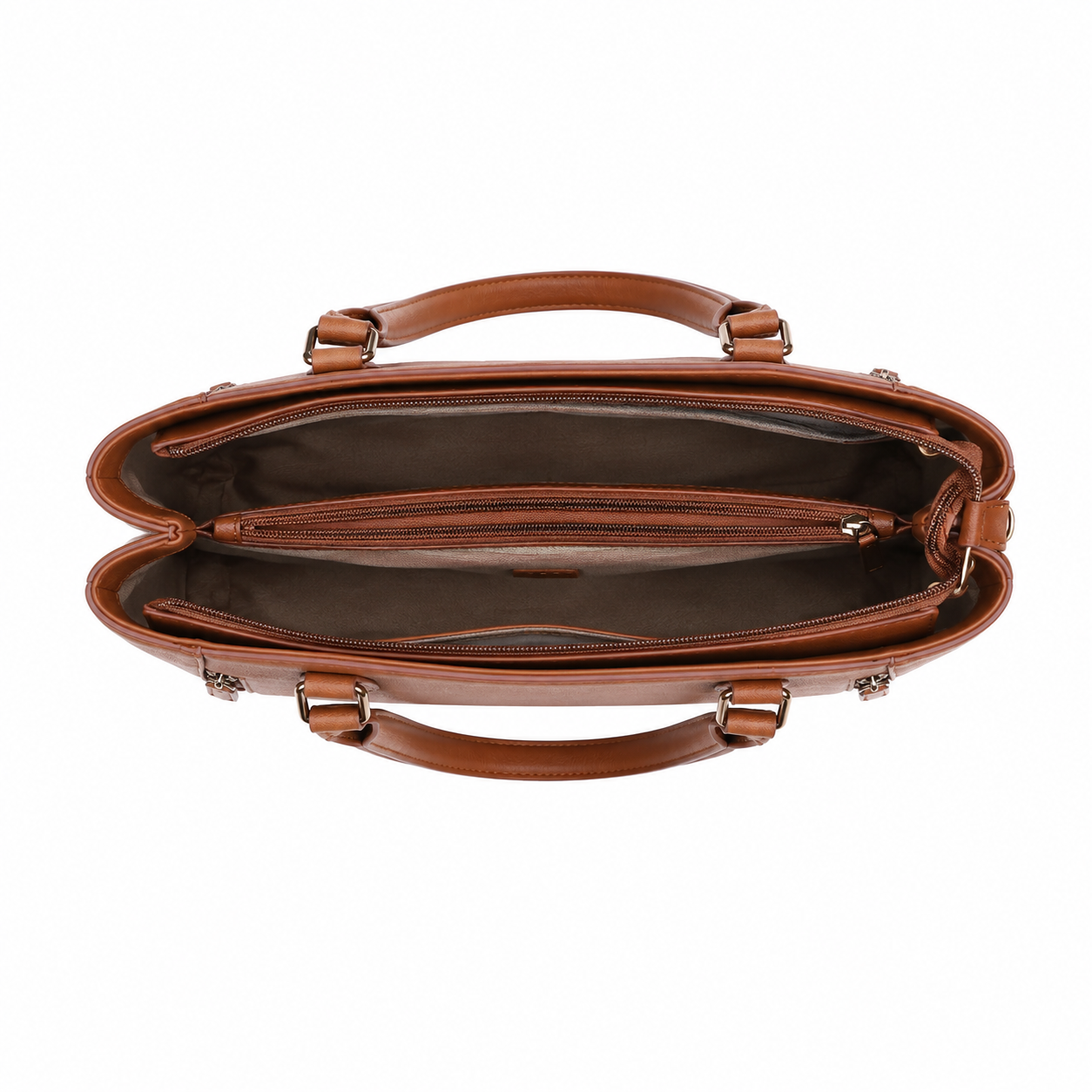 SlimBag Brown Faux Leather Tote Shoulder Bag