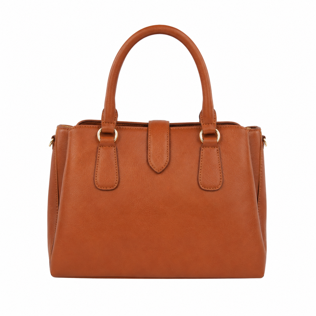 SlimBag Brown Structured Tote Handbag with Dual Handles