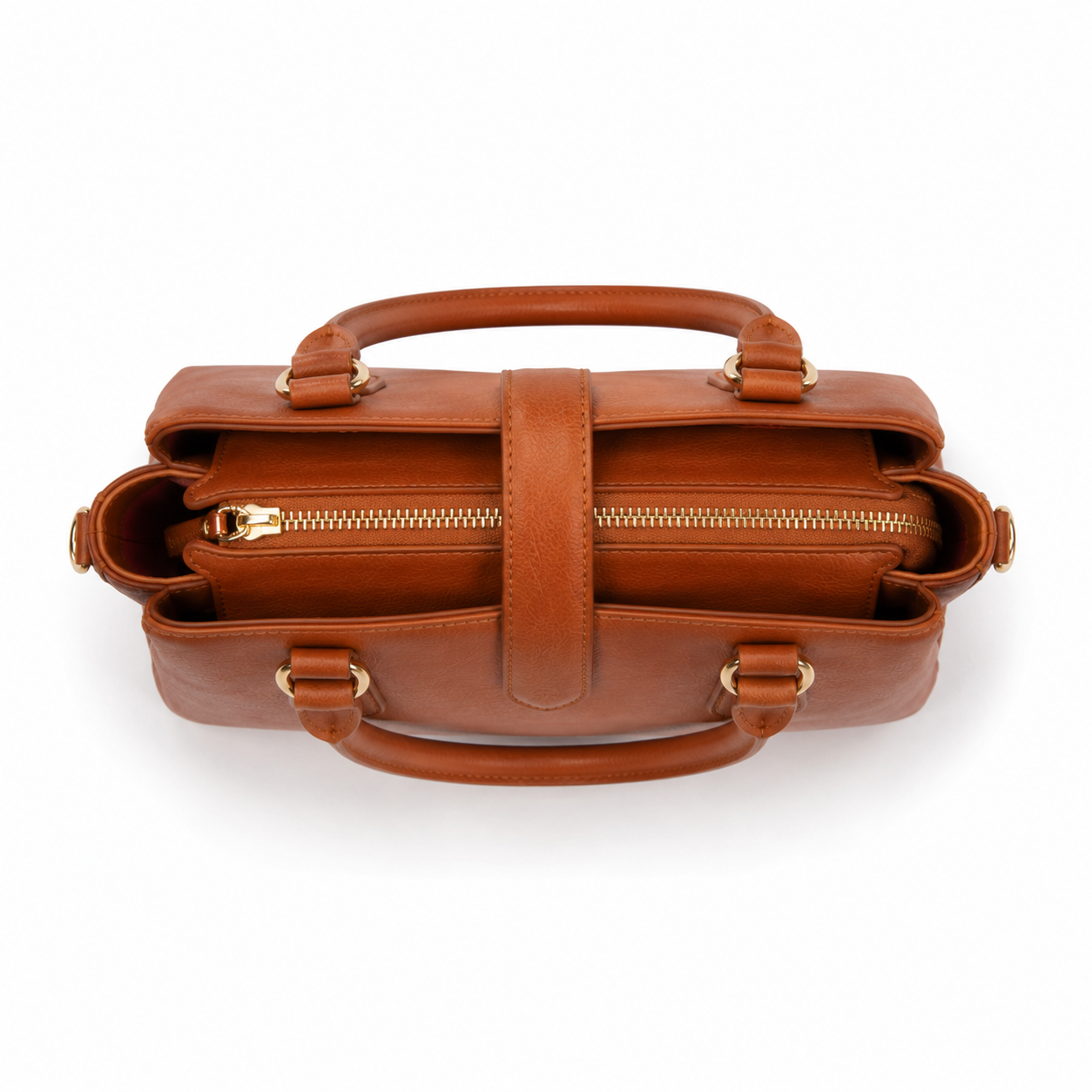 SlimBag Brown Structured Tote Handbag with Dual Handles