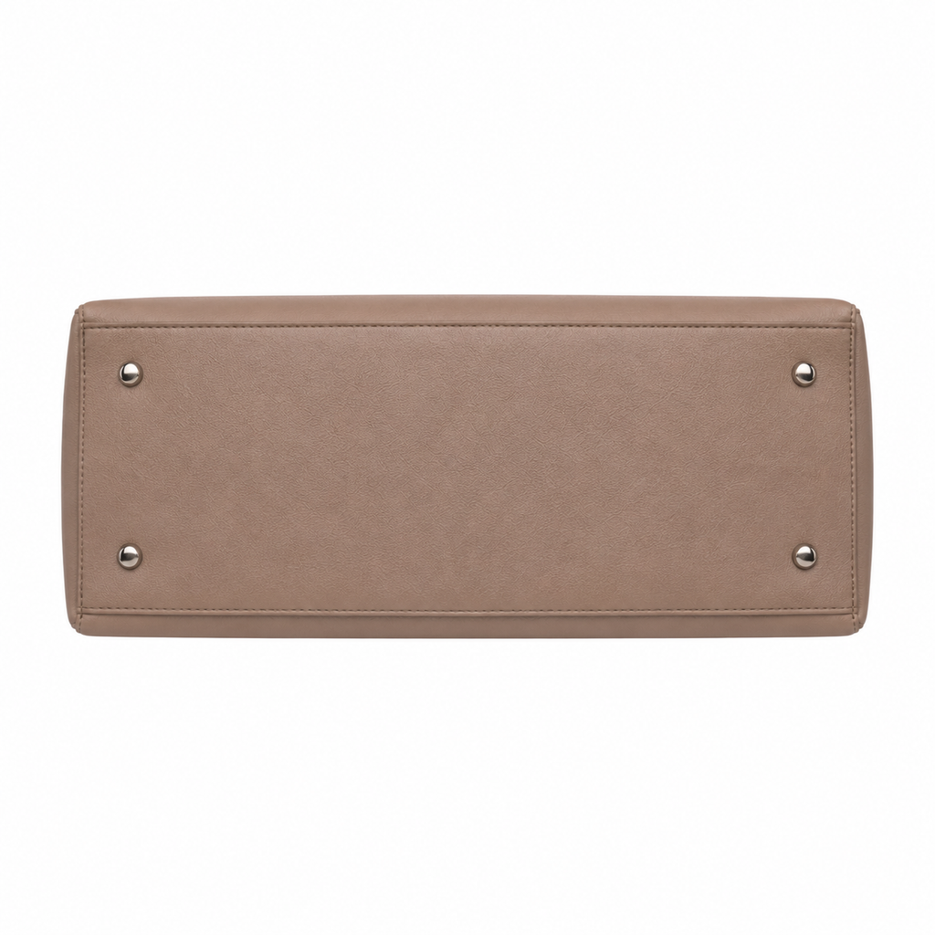 SlimBag Taupe Faux Leather Tote Handbag