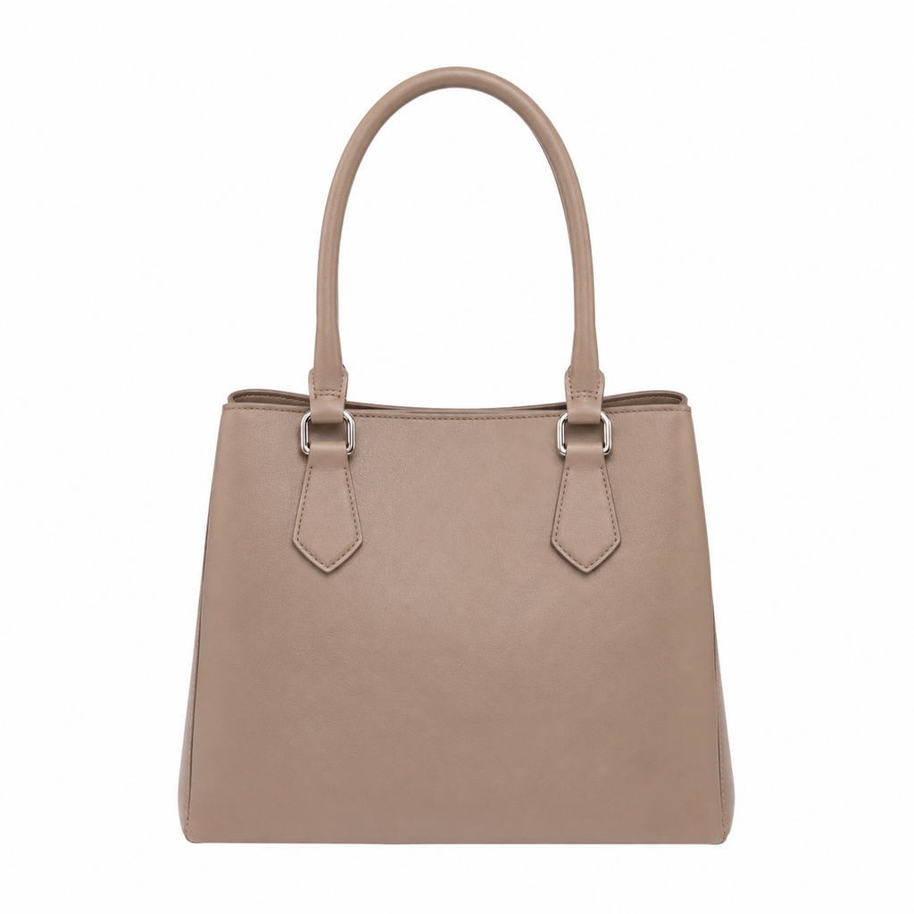 SlimBag Taupe Faux Leather Tote Handbag