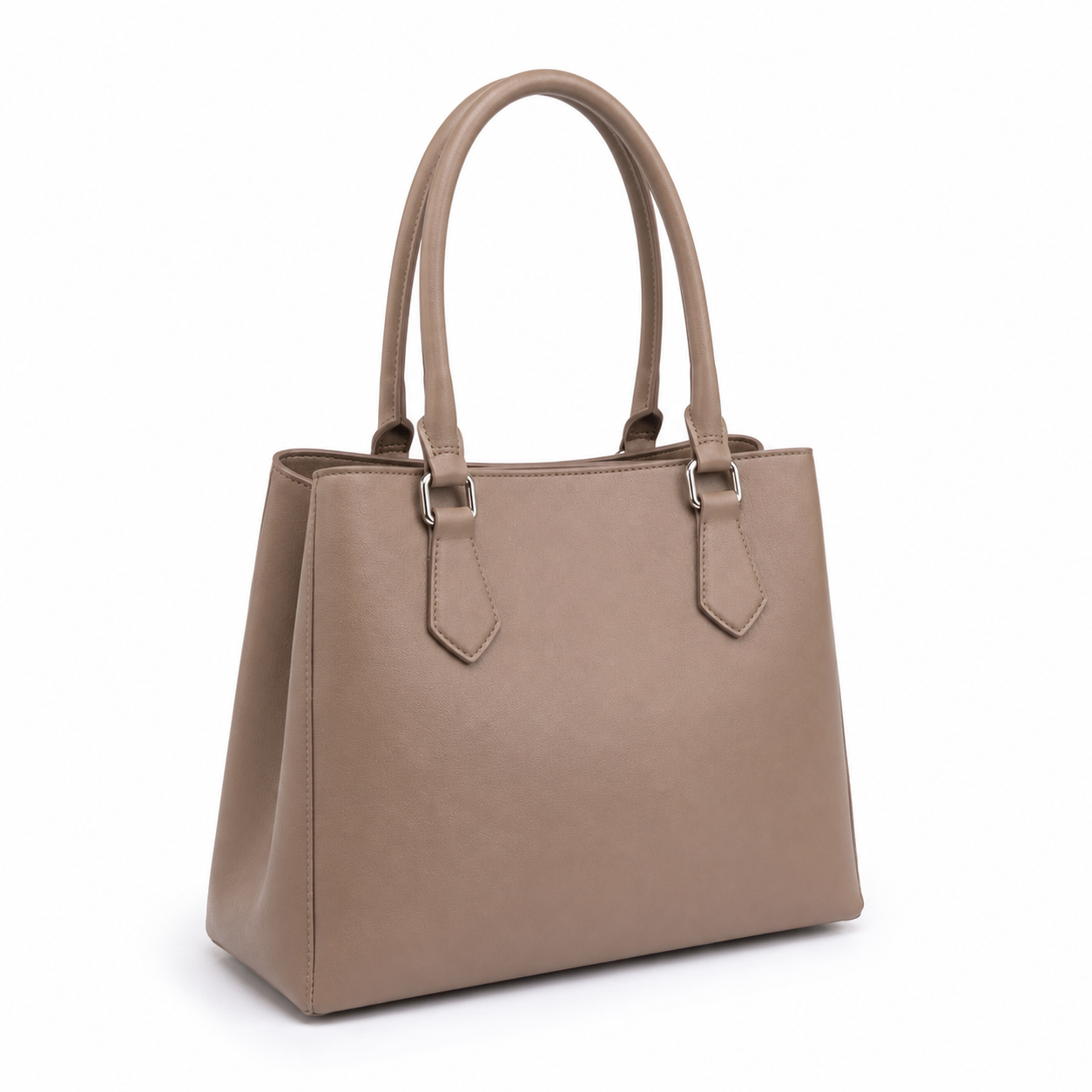 SlimBag Taupe Faux Leather Tote Handbag