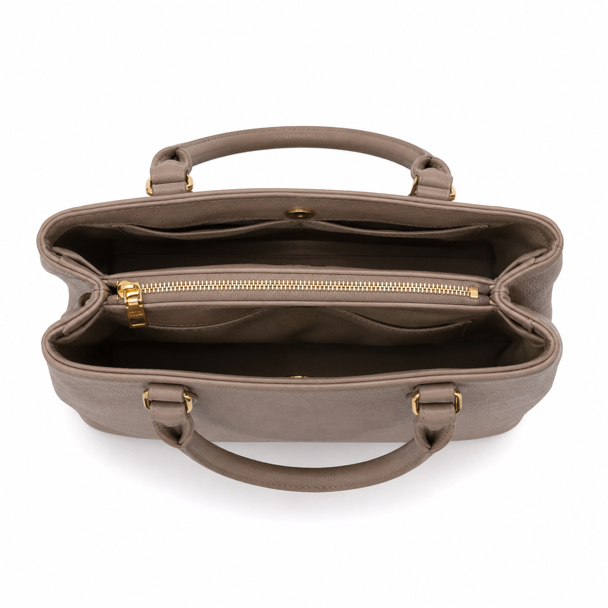 Slim Bag Taupe Faux Leather Tote Handbag with Shoulder Strap